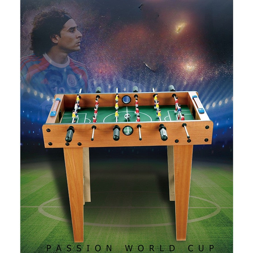 Masa de fotbal cu teren si 18 jucatori Klevo, cu tablou pentru scor, din metal, lemn si ABS, cu Picioare, 69 x 34 x 65 cm, pentru copii si adulti