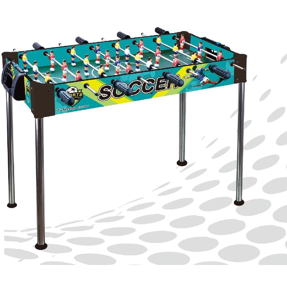 Masa de Fotbal, Klevo, cu Picioare Inalte, 8 Manere, Tablou de Scor, 86 x 62 x 65 cm, din Lemn/Otel si ABS, Albastru