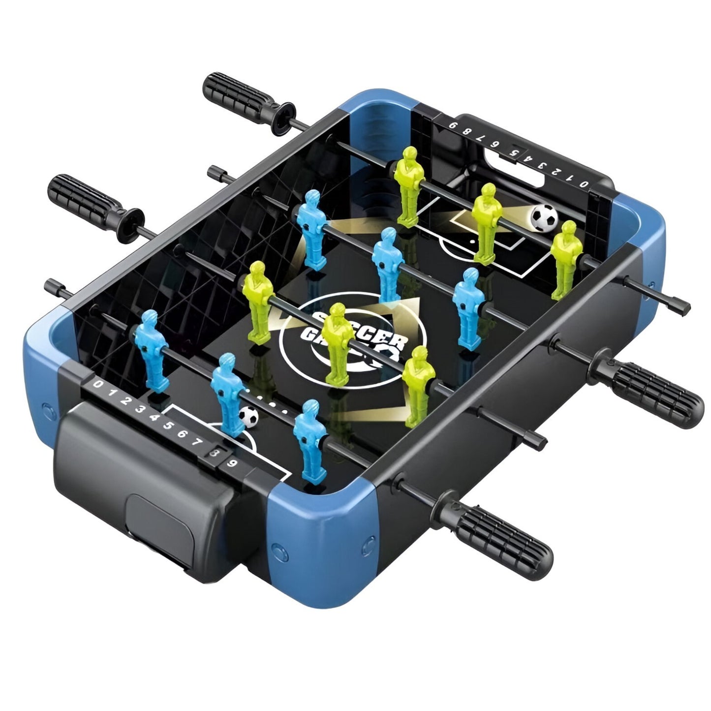 Masa de Joc 5in1  Klevo, cu Teren Schimbabil de Fotbal, Basket, Bowling, Curling si Hockey, cu Tablou Scor, din ABS, 47.5x32x8.5 cm, Design Multicolor, pentru Copii/ Adulti