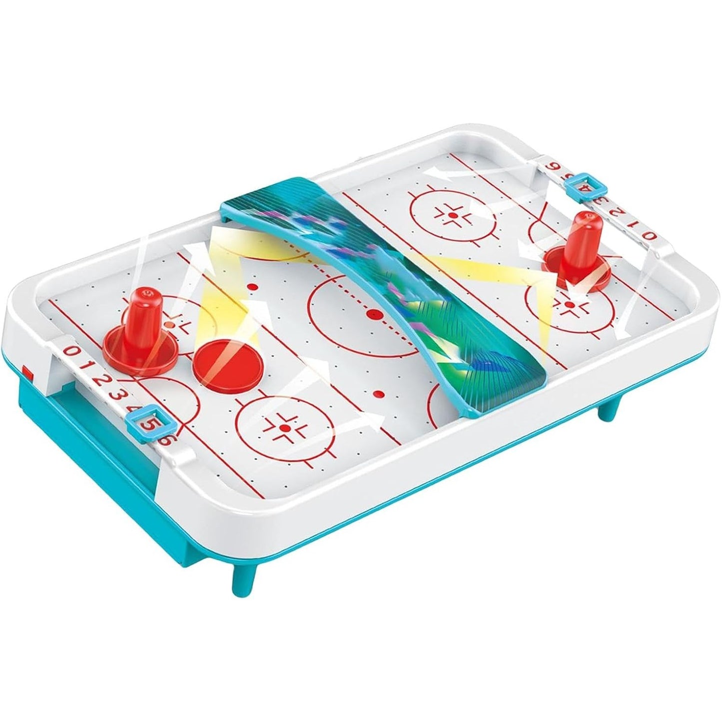 Masa Ice Hockey, Klevo, cu Tabela de Scor, 2 Pucuri, din ABS, pentru Adulti/Copii +5 Ani, 28 x 8 x 16 cm, Alb/Albastru