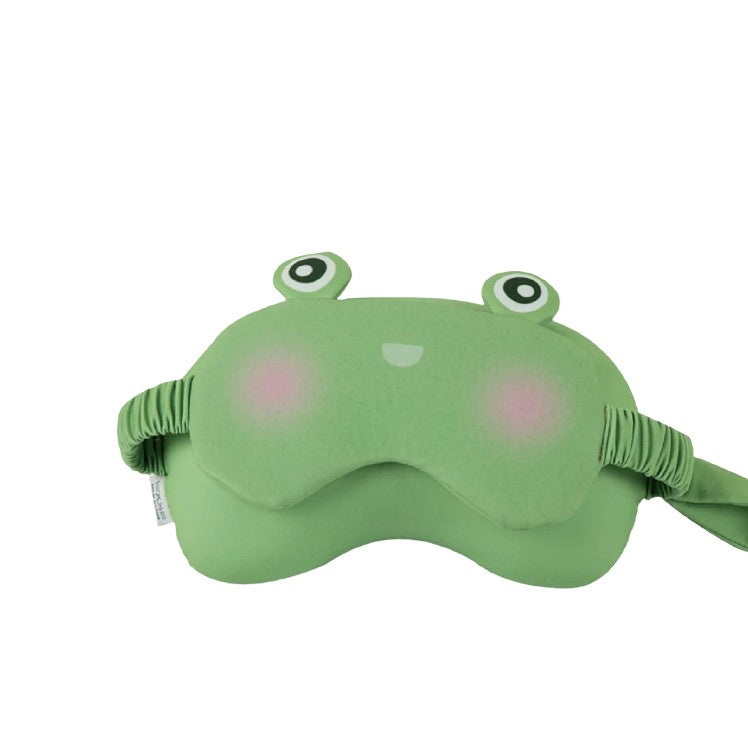 Masca de dormit, Klevo, 2 in 1, cu Tetiera, din Particule de Spuma si Bumbac, Model Broasca ,Verde