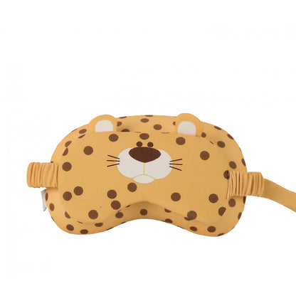 Masca de dormit, Klevo, 2 in 1, cu Tetiera, din Particule de Spuma si Bumbac, Model Leopard ,Portocaliu