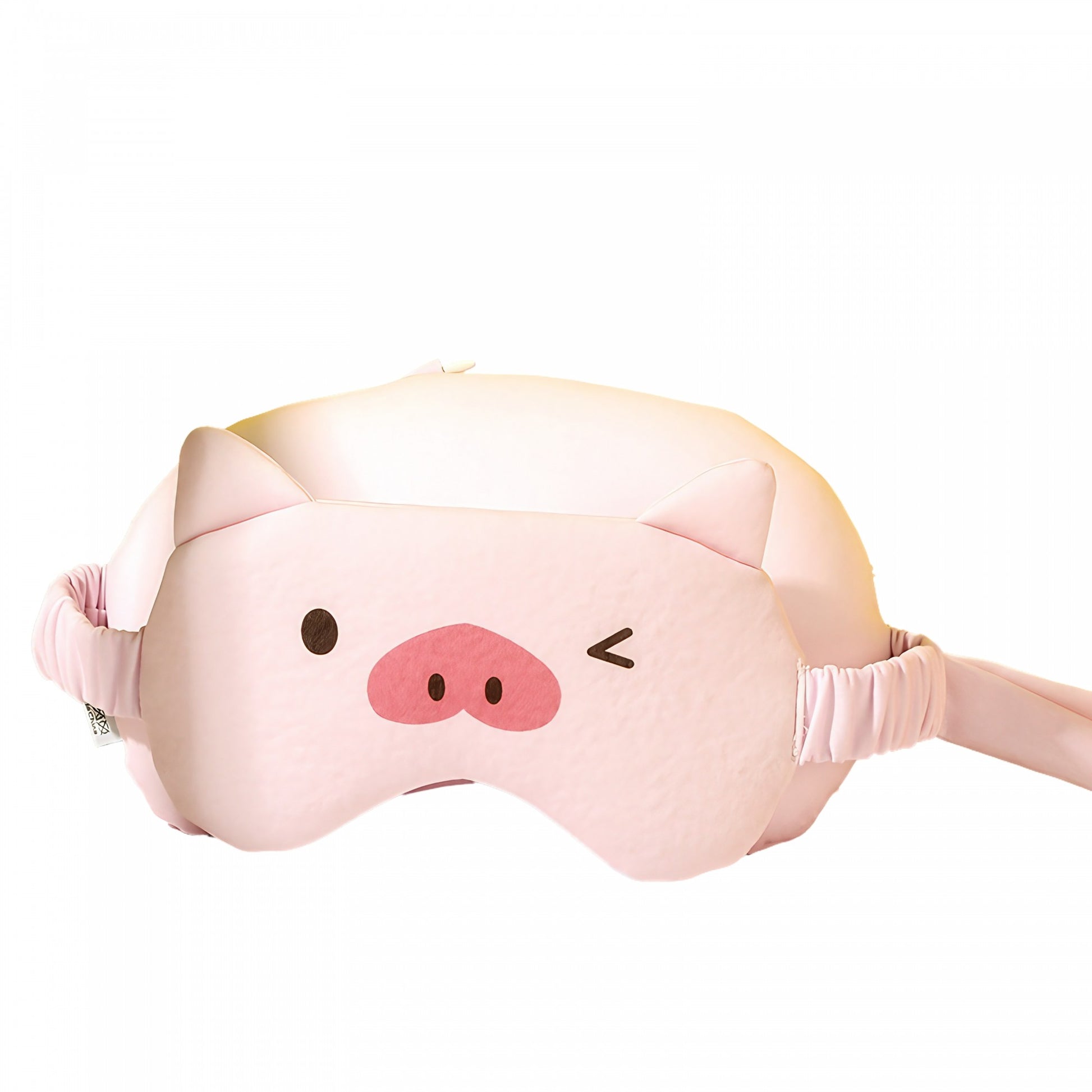 Masca de dormit, Klevo, 2 in 1, cu Tetiera, din Particule de Spuma si Bumbac, Model Porc, Roz