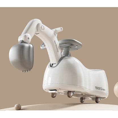 Masina 3 in 1, Klevo, 1-3 Ani, Tip Excavator/Balansoar/Masina Yo Yo, din Plastic, 4 Roti Silentioase, 71.5 x 34 x 39 cm, Alb