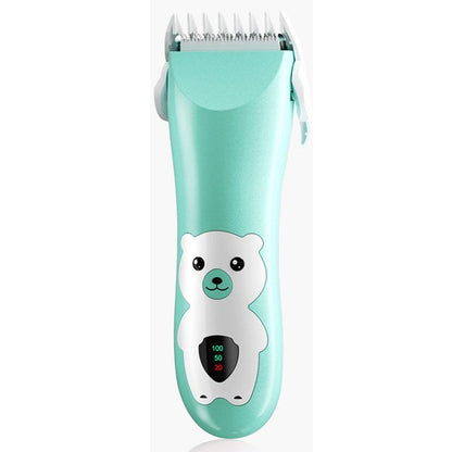 Masina De Tuns Bebelusi si Copii, Klevo, Display Digital, Lame Cermice si Inox, Fara Fir, Functie Anti Taiere, Silentios, 50 W, Rezistent la Apa, 2 Accesorii, Incarcator USB, Model Ursulet, Verde