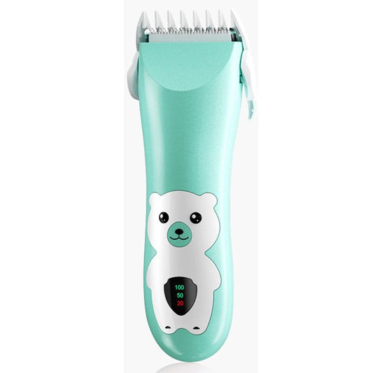 Masina De Tuns Bebelusi si Copii, Klevo, Display Digital, Lame Cermice si Inox, Fara Fir, Functie Anti Taiere, Silentios, 50 W, Rezistent la Apa, 2 Accesorii, Incarcator USB, Model Ursulet, Verde