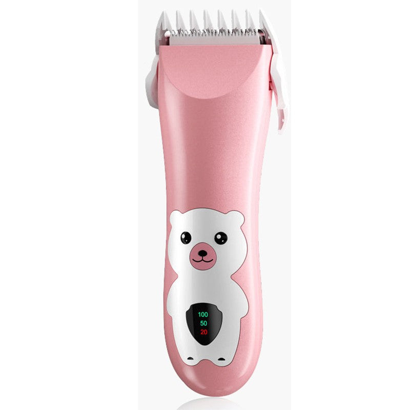Masina De Tuns Bebelusi si Copii, Klevo, Display Digital, Lame Cermice si Inox, Fara Fir, Functie Anti Taiere, Silentios, 50 W, Rezistent la Apa, 2 Accesorii, Incarcator USB, Model Ursulet, Roz
