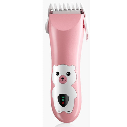 Masina De Tuns Bebelusi si Copii, Klevo, Display Digital, Lame Cermice si Inox, Fara Fir, Functie Anti Taiere, Silentios, 50 W, Rezistent la Apa, 2 Accesorii, Incarcator USB, Model Ursulet, Roz