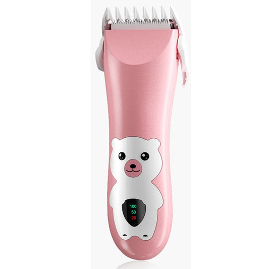 Masina De Tuns Bebelusi si Copii, Klevo, Display Digital, Lame Cermice si Inox, Fara Fir, Functie Anti Taiere, Silentios, 50 W, Rezistent la Apa, 2 Accesorii, Incarcator USB, Model Ursulet, Roz