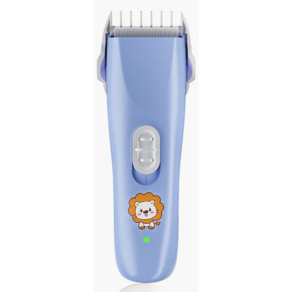 Masina De Tuns Bebelusi si Copii, Klevo, Lame Cermice si Inox, Fara Fir, Functie Anti Taiere, Silentios, 50 W, Rezistent la Apa, 2 Accesorii, Incarcator USB, Model Leu, Albastru