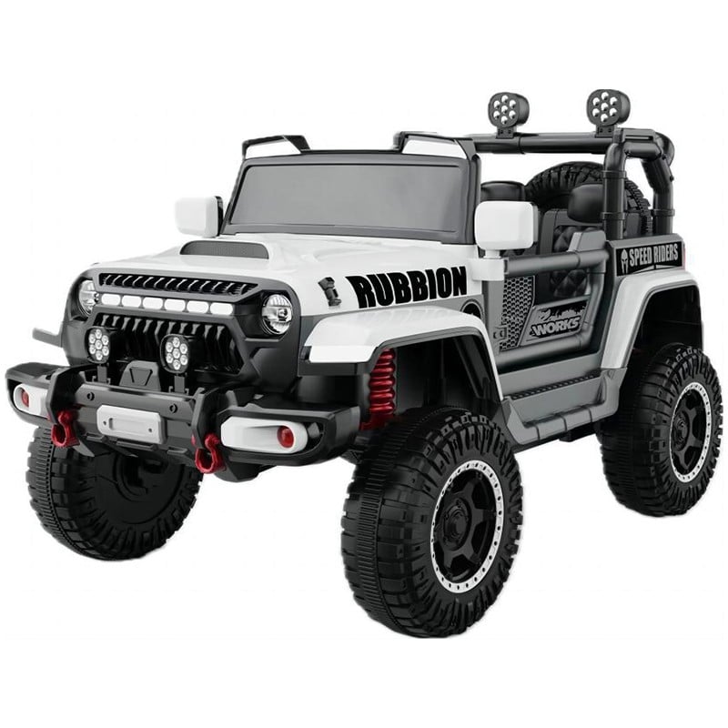 Masina Electrica pentru Copii, Klevo, Off-Road, Conectare Bluetooth, telecomanda, Tractiune Spate, Lumina Intermitenta, Baterie 12V 7Ah, 120 x 63 x 68cm, Alb