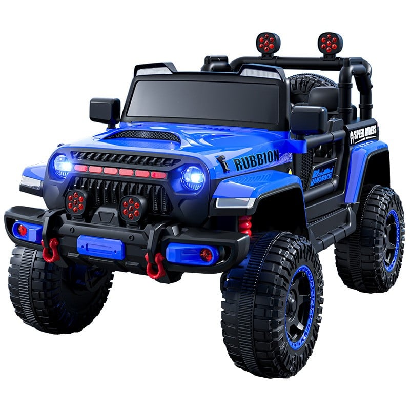 Masina Electrica pentru Copii, Klevo, Off-Road, Conectare Bluetooth, telecomanda, Tractiune Spate, Lumina Intermitenta, Baterie 12V 7Ah, 120 x 63 x 68cm, Albastru