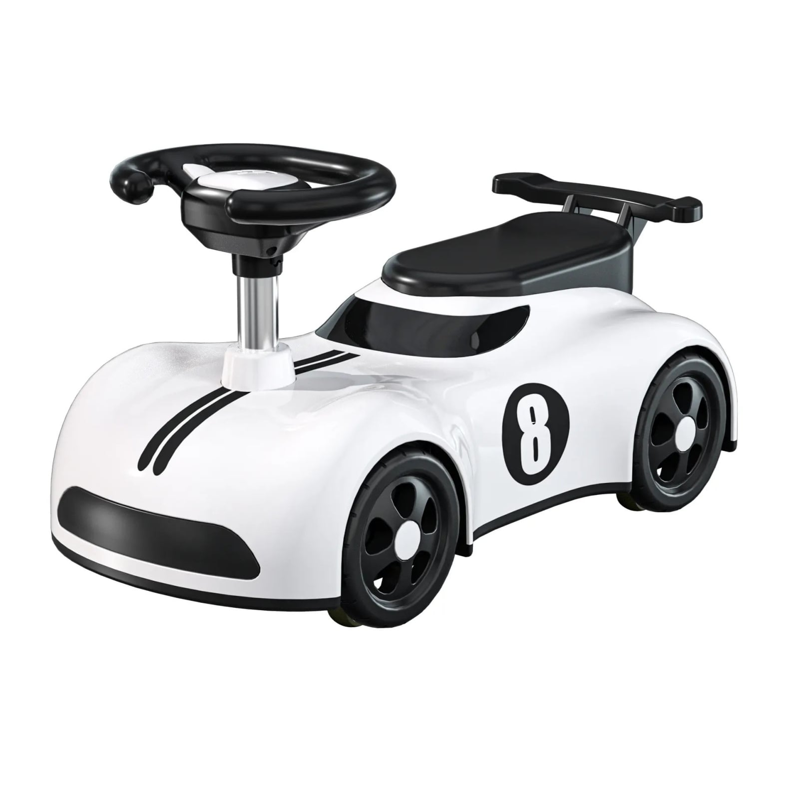 Masina pentru Copii, Klevo, 1-3 ani, Impingere, Bluetooth, Muzica, din ABS, 4 Roti, Inaltime Sezut 22 cm, Alb