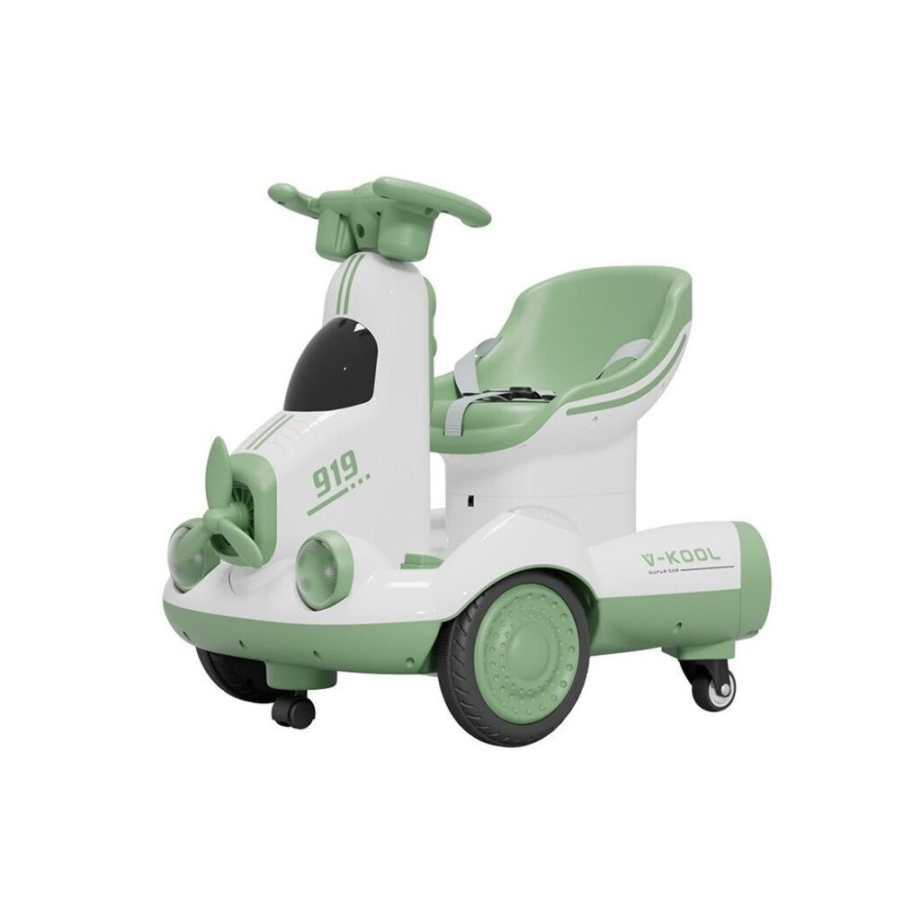 Masinuta Electrica, Klevo, pe 4 Roti, cu Telecomanda, Lumini Led si Muzica, +2 ani, Inaltime Reglabila, Verde
