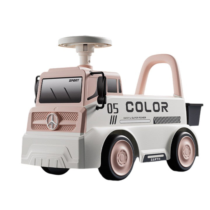Mașinuță pentru copii, Klevo, 3 ani, Model Camion, Sport, Claxon, Cutie Depozitare, 62x26x40 cm, Roz