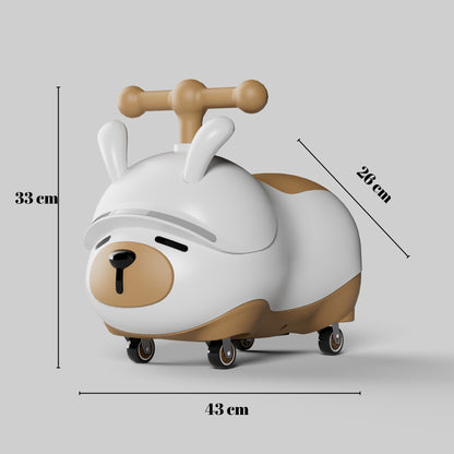 Masinuta Ride-On Klevo, Sistem Anti-Rasturnare, Sistem de Lumini si Sunet, Bluetooth, 1-3 Ani, Model Catel, 43 x 33 x 26 cm, Alb - Maro