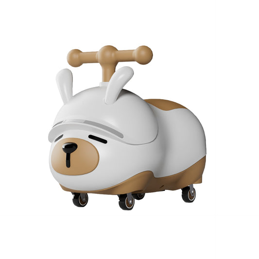 Masinuta Ride-On Klevo, Sistem Anti-Rasturnare, Sistem de Lumini si Sunet, Bluetooth, 1-3 Ani, Model Catel, 43 x 33 x 26 cm, Alb - Maro