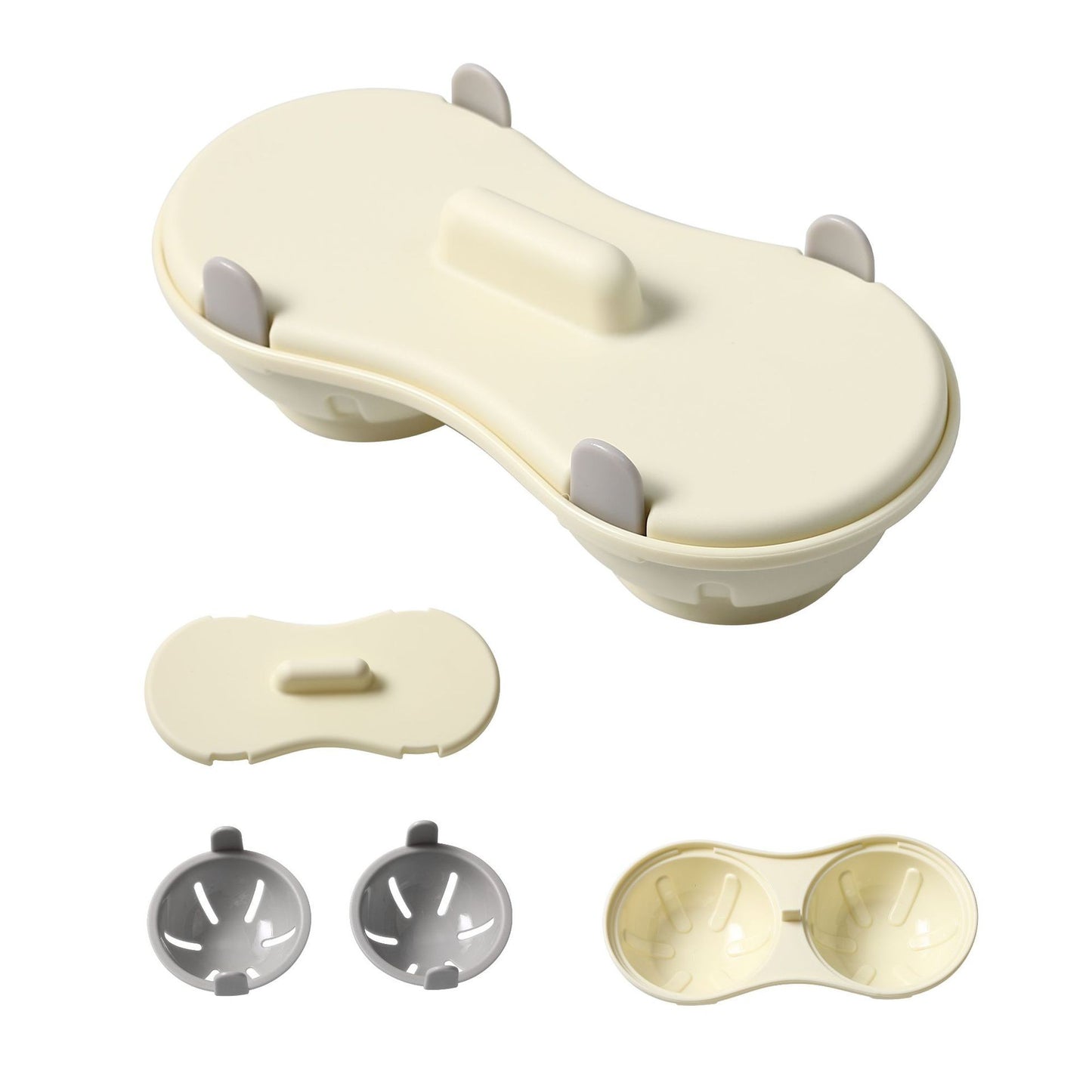 Recipient Dublu pentru Oua, Klevo, din Plastic , pentru Gatit la Microunde, 22 x 11.8 x 8 cm, Gri