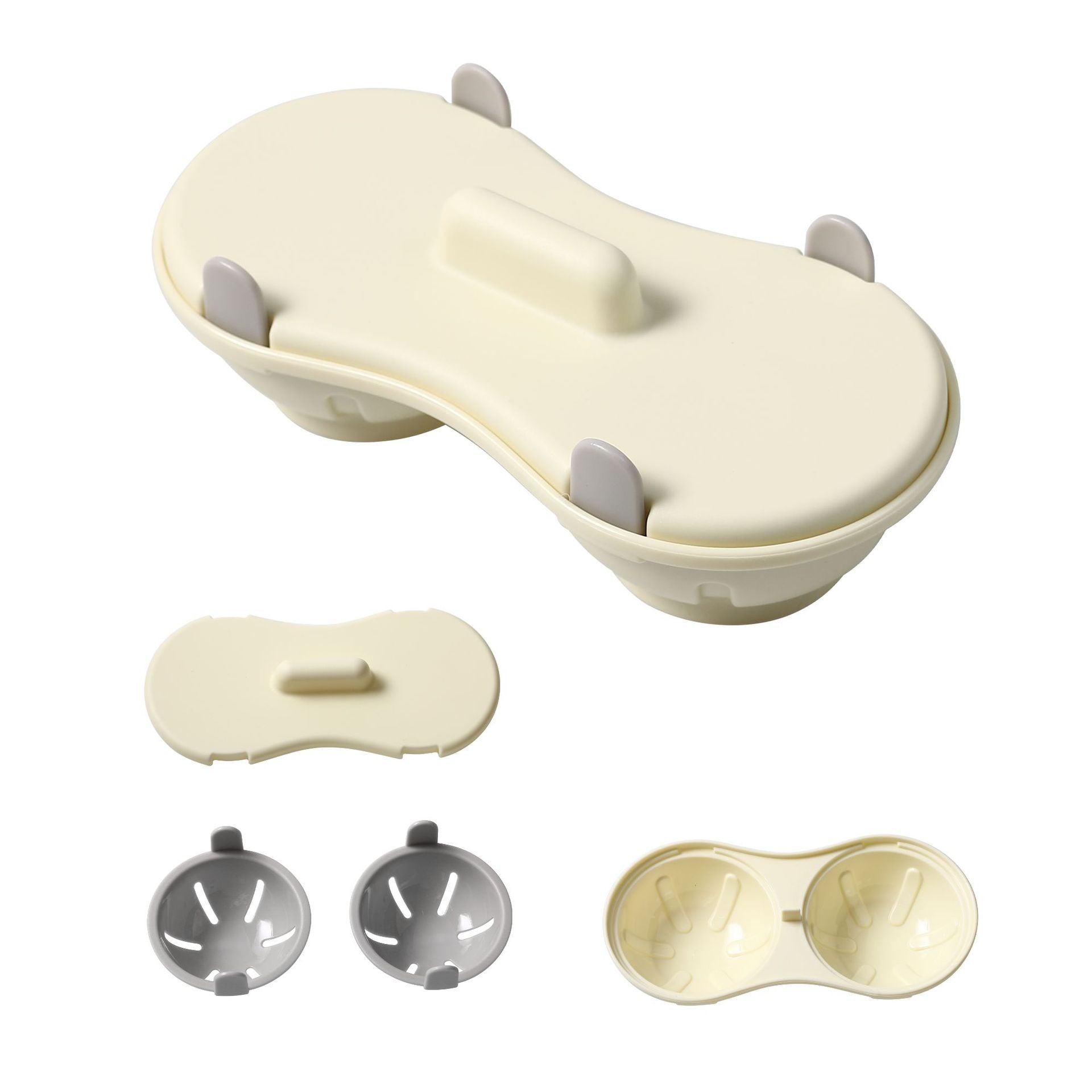 Recipient Dublu pentru Oua, Klevo, din Plastic , pentru Gatit la Microunde, 22 x 11.8 x 8 cm, Gri