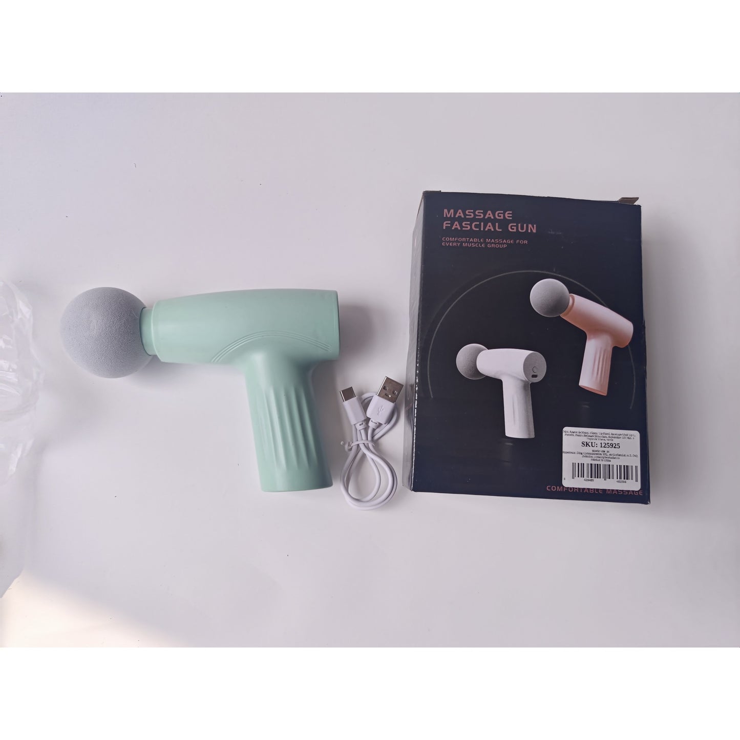 Mini Aparat de Masaj, Klevo, Tip Pistol, Incarcare USB Tip C, Portabil, Pentru Relaxare Musculara, Autonomie 120 Min, 3 Trepte de Viteza, Verde