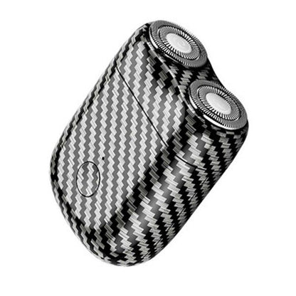 Mini Aparat de Ras Electric, Klevo, din ABS cu Fibra de Carbon, Portabil, Cap Rotativ Detasabil cu 2 Lame de Otel, Rezistent la Apa, Incarcare Type-C, Autonomie 45 min, Alb/Negru