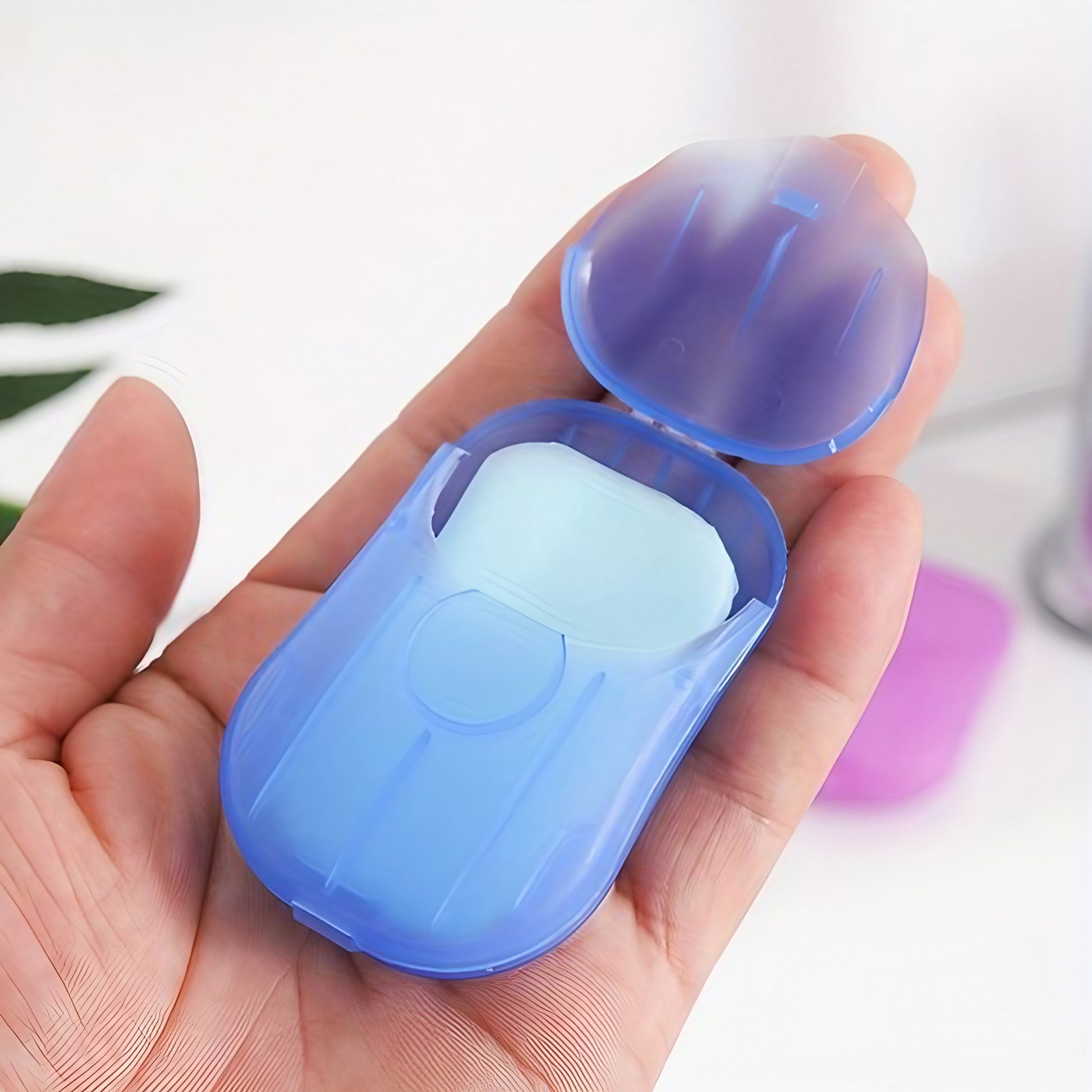 Mini Cutie de Sapun din Hartie, Klevo, de Unica Folosinta, Portabila, Potrivit pentru Calatorii, 20 buc, Albastru