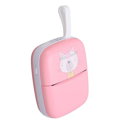 Mini Imprimanta Foto Portabila, Klevo, Incarcare USB, Bluetooth, Model Pisica, Print Alb-Negru, Roz