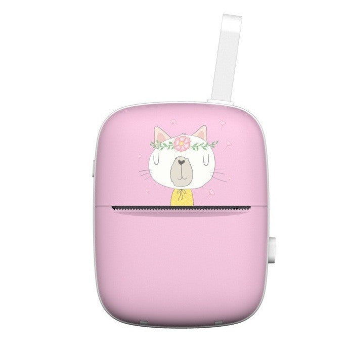 Mini Imprimanta Foto Portabila, Klevo, Incarcare USB, Bluetooth, Model Pisica, Print Alb-Negru, Roz