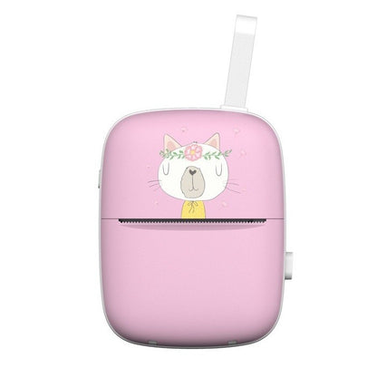 Mini Imprimanta Foto Portabila, Klevo, Incarcare USB, Bluetooth, Model Pisica, Print Alb-Negru, Roz