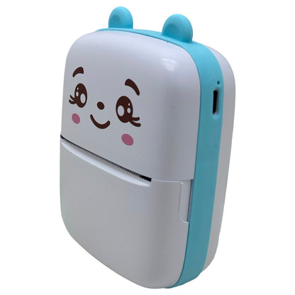 Mini Imprimanta Foto Portabila, Klevo, Incarcare USB, Bluetooth, Model Ursulet, 12 x 9 x 5 cm, Alb Albastru