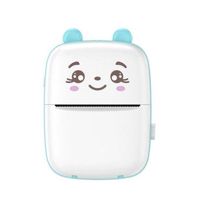 Mini Imprimanta Foto Portabila, Klevo, Incarcare USB, Bluetooth, Model Ursulet, 12 x 9 x 5 cm, Alb Albastru