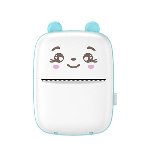 Mini Imprimanta Foto Portabila, Klevo, Incarcare USB, Bluetooth, Model Ursulet, 12 x 9 x 5 cm, Alb Albastru