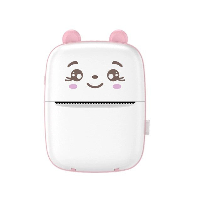 Mini Imprimanta Foto Portabila, Klevo, Incarcare USB, Bluetooth, Model Ursulet, 12 x 9 x 5 cm, Alb Roz