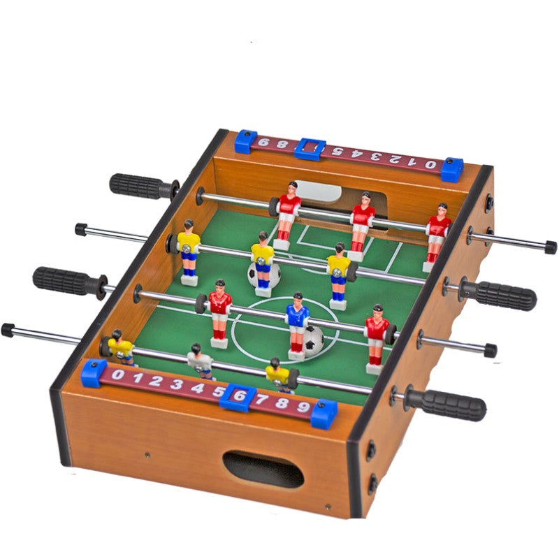 Mini Masa de Fotbal cu Teren si 12 Jucatori Klevo, 4 Manere, cu Tablou pentru Scor, din Metal, Lemn si ABS, 34.5 x 23 x 7 cm, pentru copii/adulti