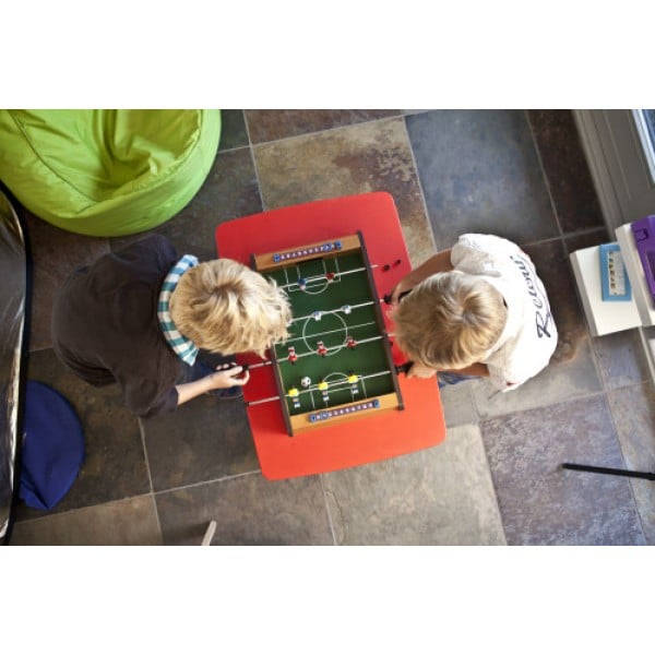 Mini Masa de Fotbal cu Teren si 12 Jucatori Klevo, 4 Manere, cu Tablou pentru Scor, din Metal, Lemn si ABS, 34.5 x 23 x 7 cm, pentru copii/adulti
