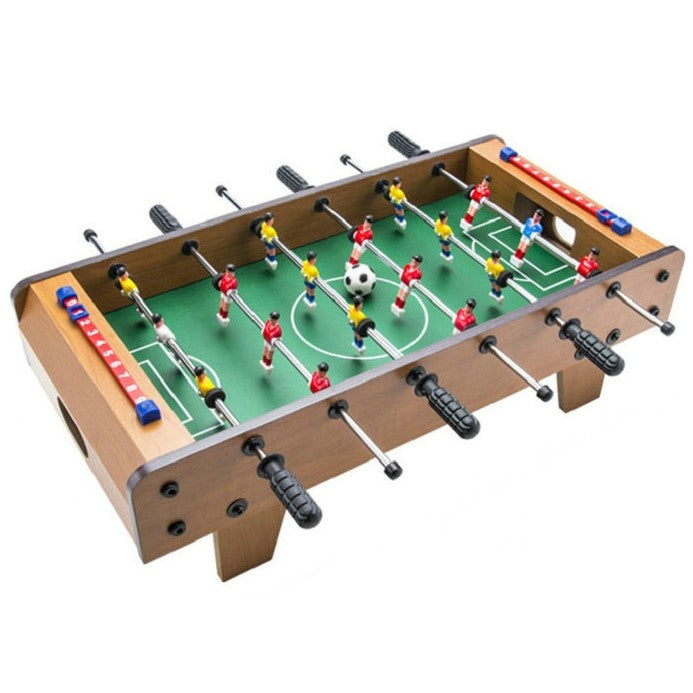 Mini Masa de Fotbal cu Teren si 18 Jucatori Klevo, 6 Manere, cu Tablou pentru Scor, din Metal, Lemn si ABS, 50 x 25 x 16 cm, cu Picioruse, pentru copii/adulti