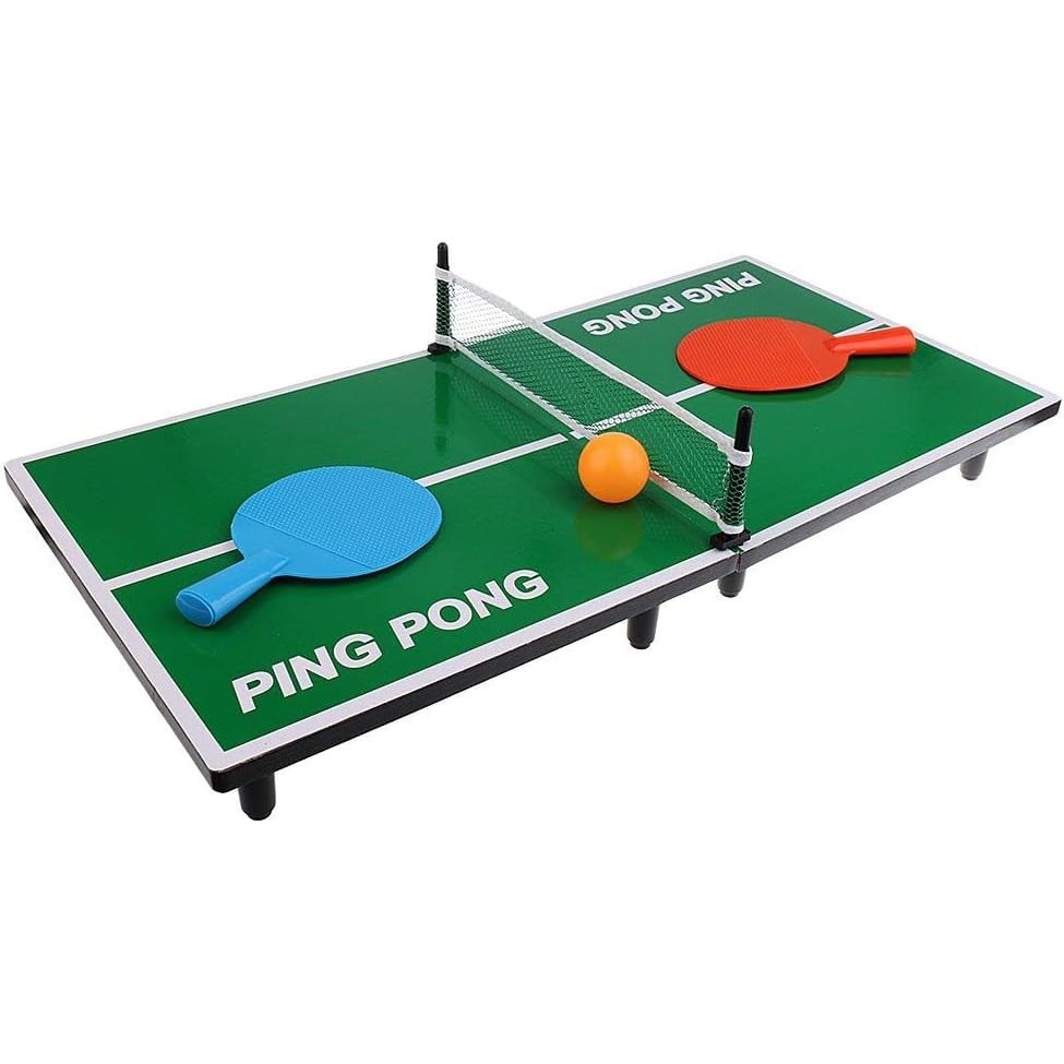 Mini Masa de Ping Pong Klevo, pentru interior, Material Lemn, 60 x 10 x 30 cm, 2 mingi, portabila, verde