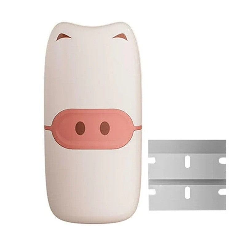Mini Racleta de Curatare, Klevo, pentru Etichete, Adezivi, din ABS+ Metal, 2 Lame Incluse, Roz