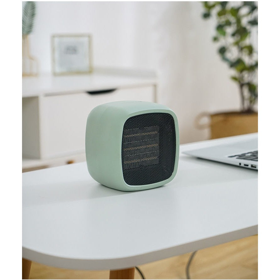 Mini radiator electric portabil Klevo, 800 W, 2 trepte, 150x120x175 mm, verde