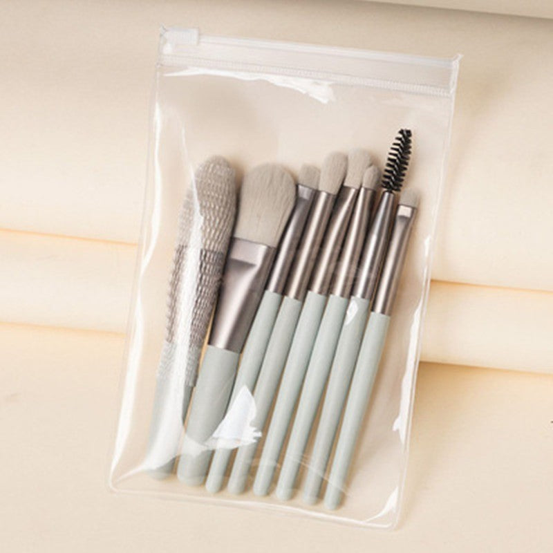 Mini set portabil 8 pensule de machiaj verzi, Klevo