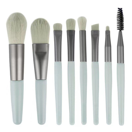 Mini set portabil 8 pensule de machiaj verzi, Klevo