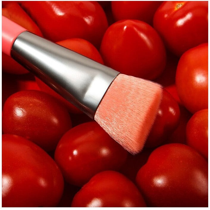 Mini Set Portabil 8 Pensule pentru Machiaj Klevo, Super Soft, Makeup Profesional/Incepatori, Maner Ergonomic, Gentuta Depozitare Inclusa, Portocaliu