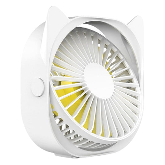Mini ventilator pentru birou cu usb, Klevo, rotire 360 grade, 3 viteze, 13.5 x 12,8 cm, Alb