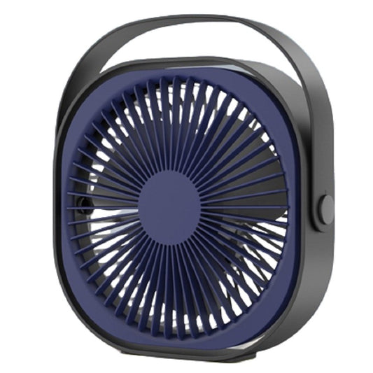 Mini ventilator pentru birou cu usb, Klevo, rotire 360 grade, 3 viteze, 1500 mA, 13.5 x 12,8, Albastru
