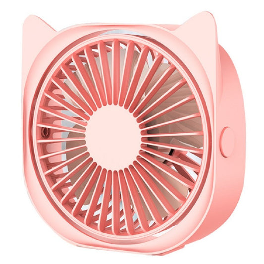 Mini ventilator pentru birou cu usb, Klevo, rotire 360 grade, 3 viteze, 13.5 x 12,8 cm, Roz