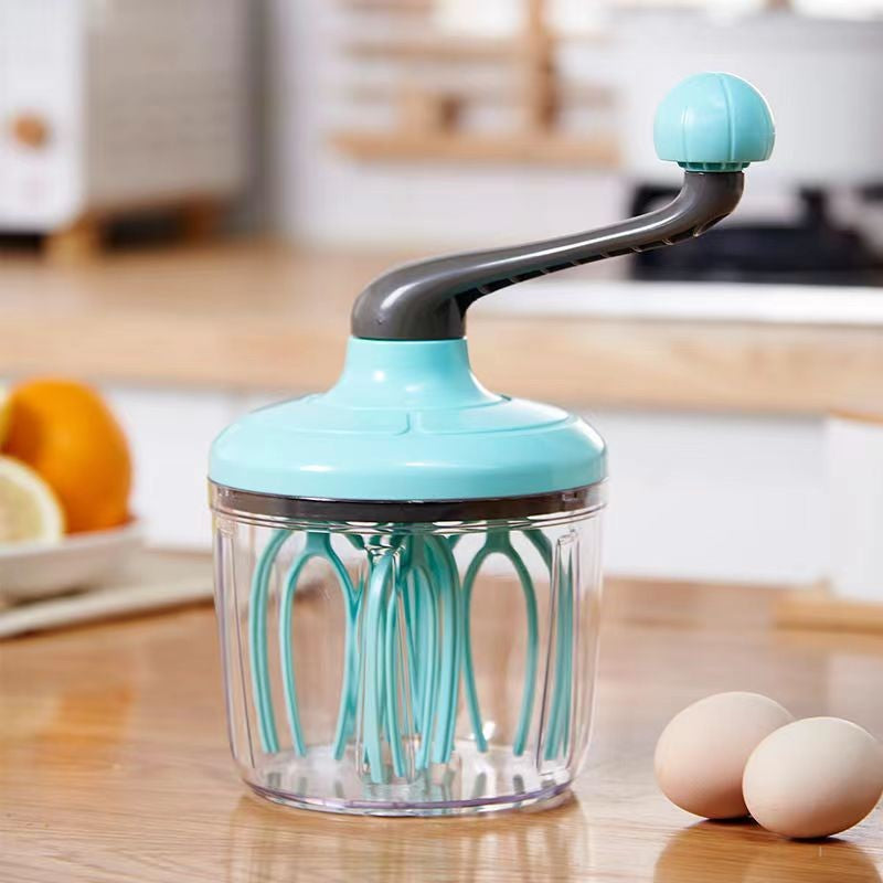 Mixer Manual, Klevo, pentru Oua Smantana Frisca Aluat, Maner Plastic, Usor de Utilizat si Depozitat, Bol Transparent, 24.5 x 11.5 cm Verde