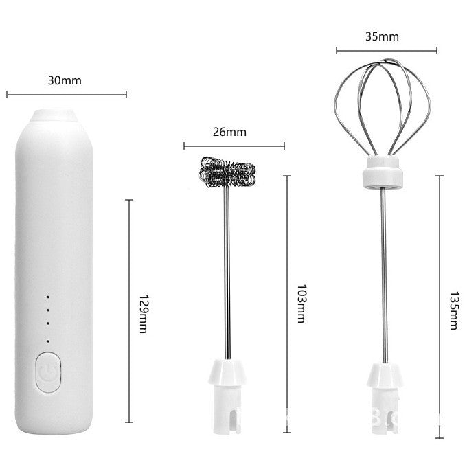 Mixer Spuma Lapte, Klevo, Electric cu Incarcare USB, Bauturi Calde/Reci, Maner Izolat Termic, Otel Inoxidabil, pentru Latte, Ciocolata Calda, Cappuccino, Frappe, Usor de Folosit, 2 Accesorii, Alb