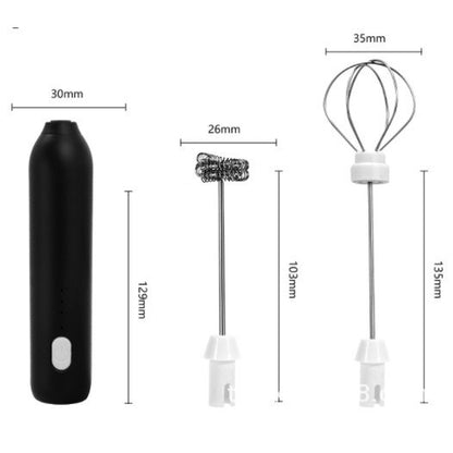 Mixer Spuma Lapte, Klevo, Electric cu Incarcare USB, Bauturi Calde/Reci, Maner Izolat Termic, Otel Inoxidabil, pentru Latte, Ciocolata Calda, Cappuccino, Frappe, Usor de Folosit, 2 Accesorii, Negru