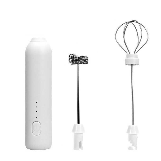 Mixer Spuma Lapte, Klevo, Electric cu Incarcare USB, Bauturi Calde/Reci, Maner Izolat Termic, Otel Inoxidabil, pentru Latte, Ciocolata Calda, Cappuccino, Frappe, Usor de Folosit, 2 Accesorii, Alb