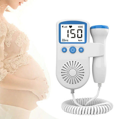Monitor Fetal Doppler, Klevo, Monitorizare Sarcina, Ritm Cardiac, Ecran LCD 4.5 cm, 2 x Baterii AA (neincluse), Portabil, din ABS, 12.8 x 9.6 x 3 cm, Utilizare de la 9 Saptamani, Albastru